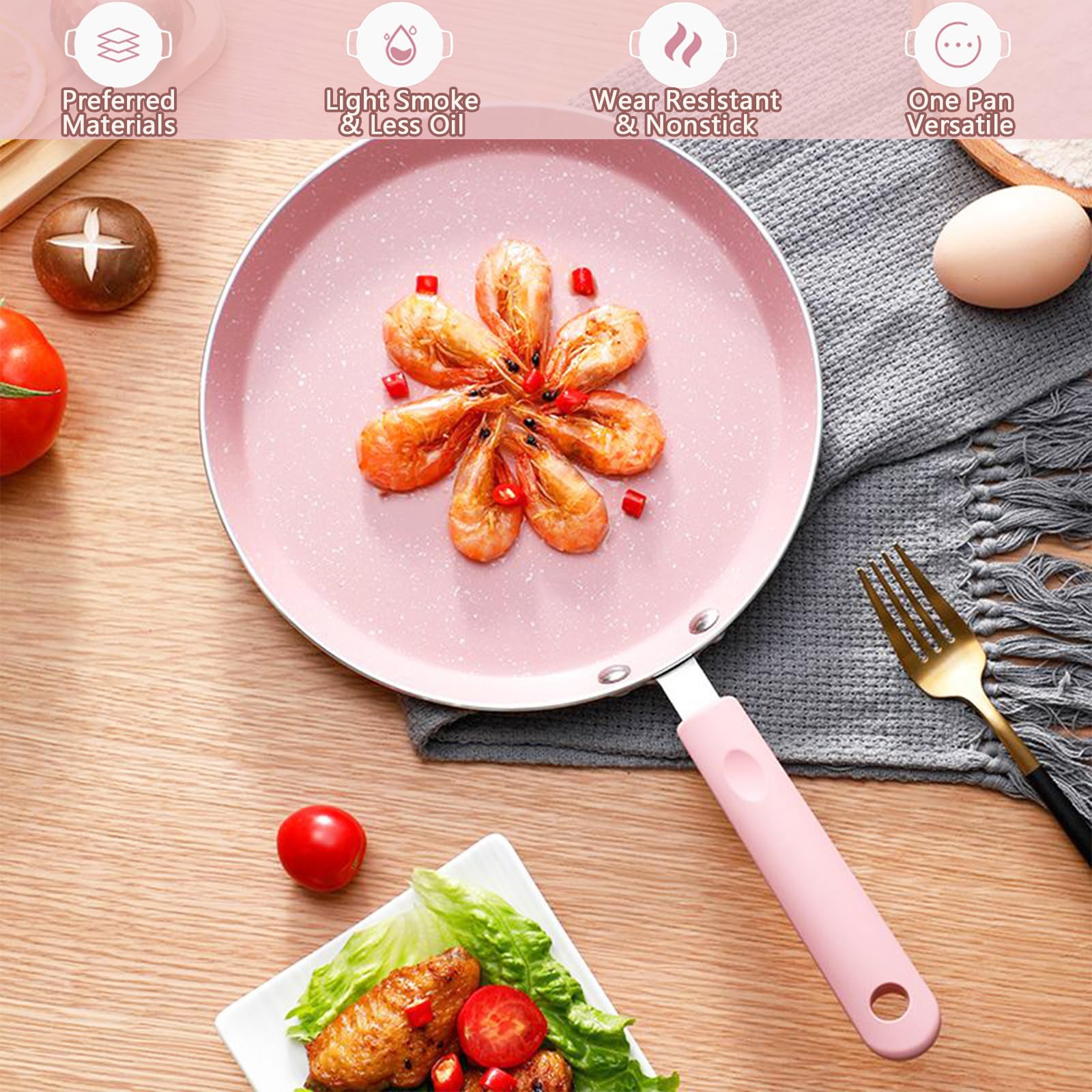JUSTUP cast aluminum core pan interior for durable even heating.