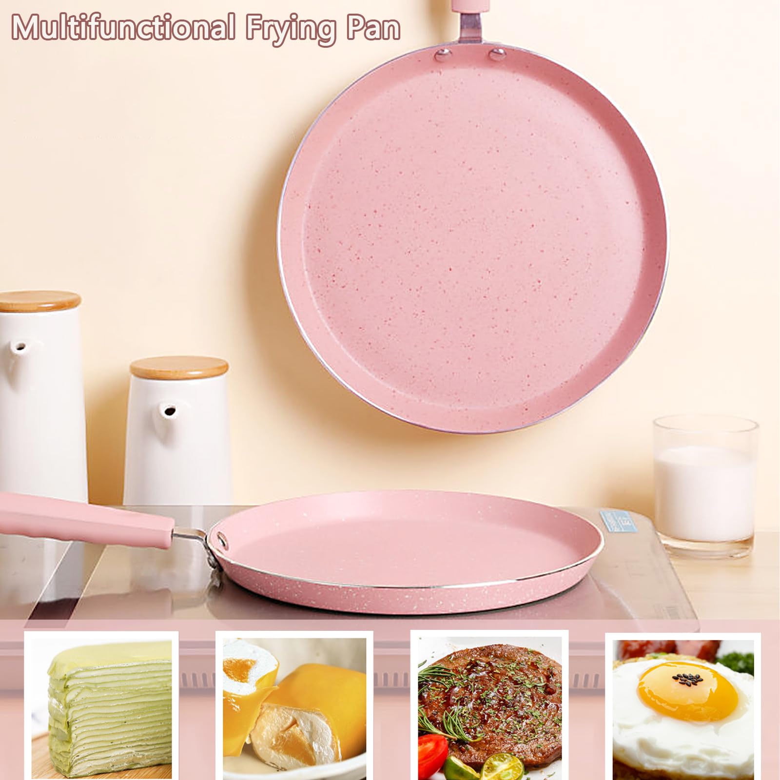 JUSTUP 6-inch pink nonstick frying pan perfect for small portions.