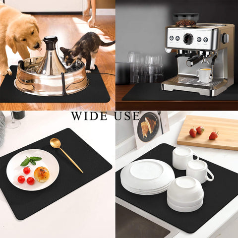 JuSiyley absorbent dish drying mat keeps spills in check and protects counters
