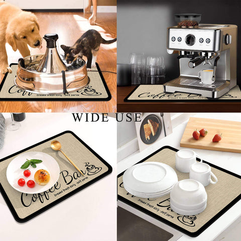 JuSiyley coffee bar mat placed under a coffee maker prevents slips.