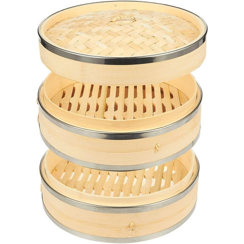 Juvale 2-Tier Steamer Basket with dumplings for healthy, even steam cooking