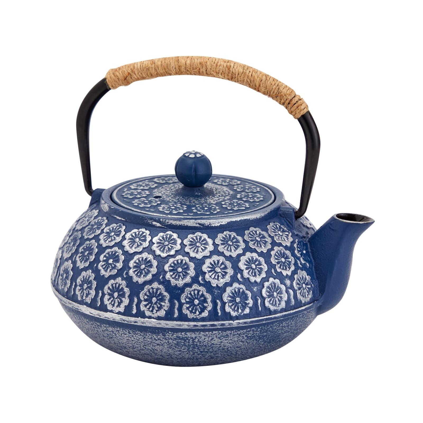 Juvale blue cast iron set on kitchen counter for everyday tea