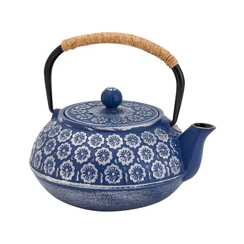 Juvale blue cast iron set on kitchen counter for everyday tea