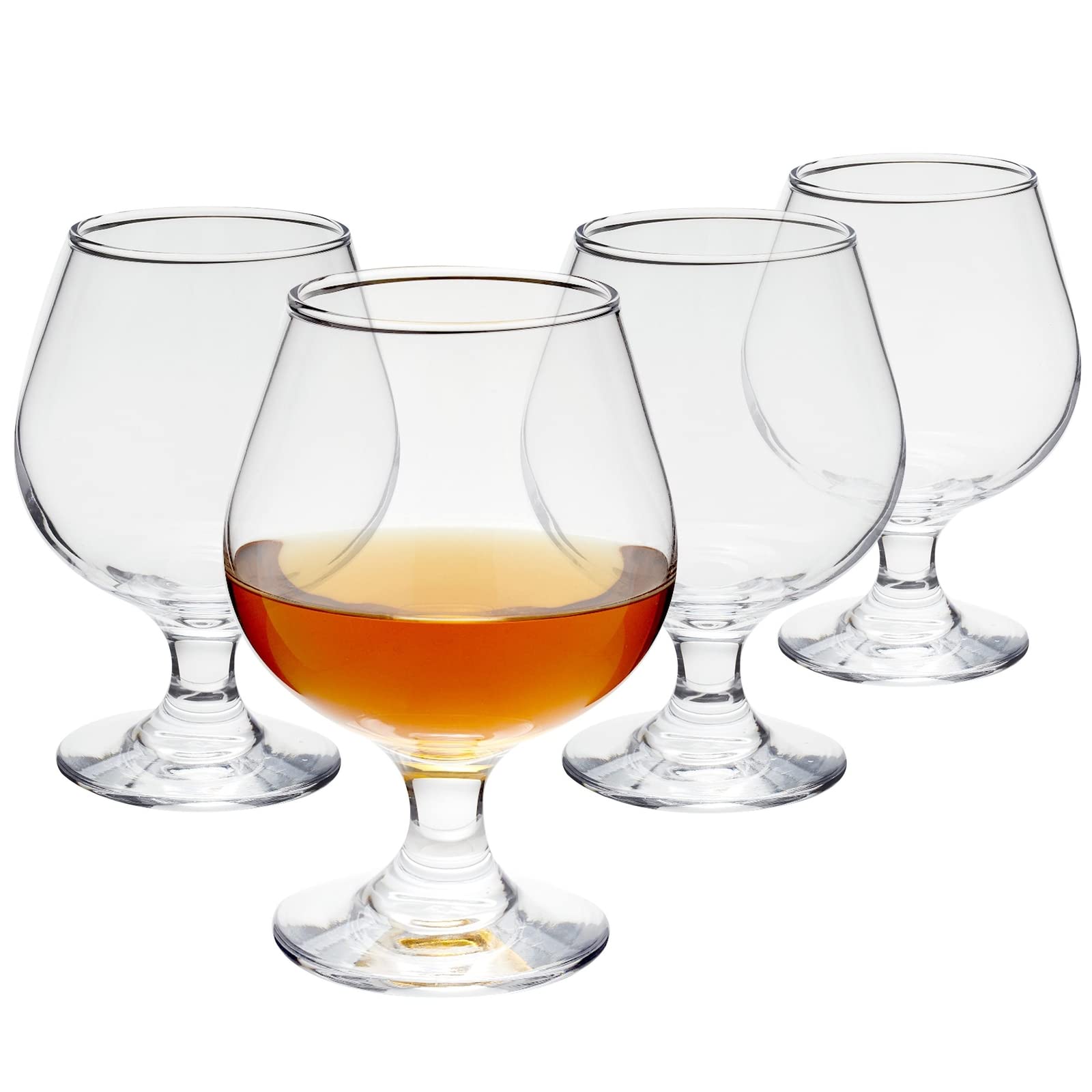 Juvale brandy snifter set of 4 with 13oz capacity for aromatic tasting.