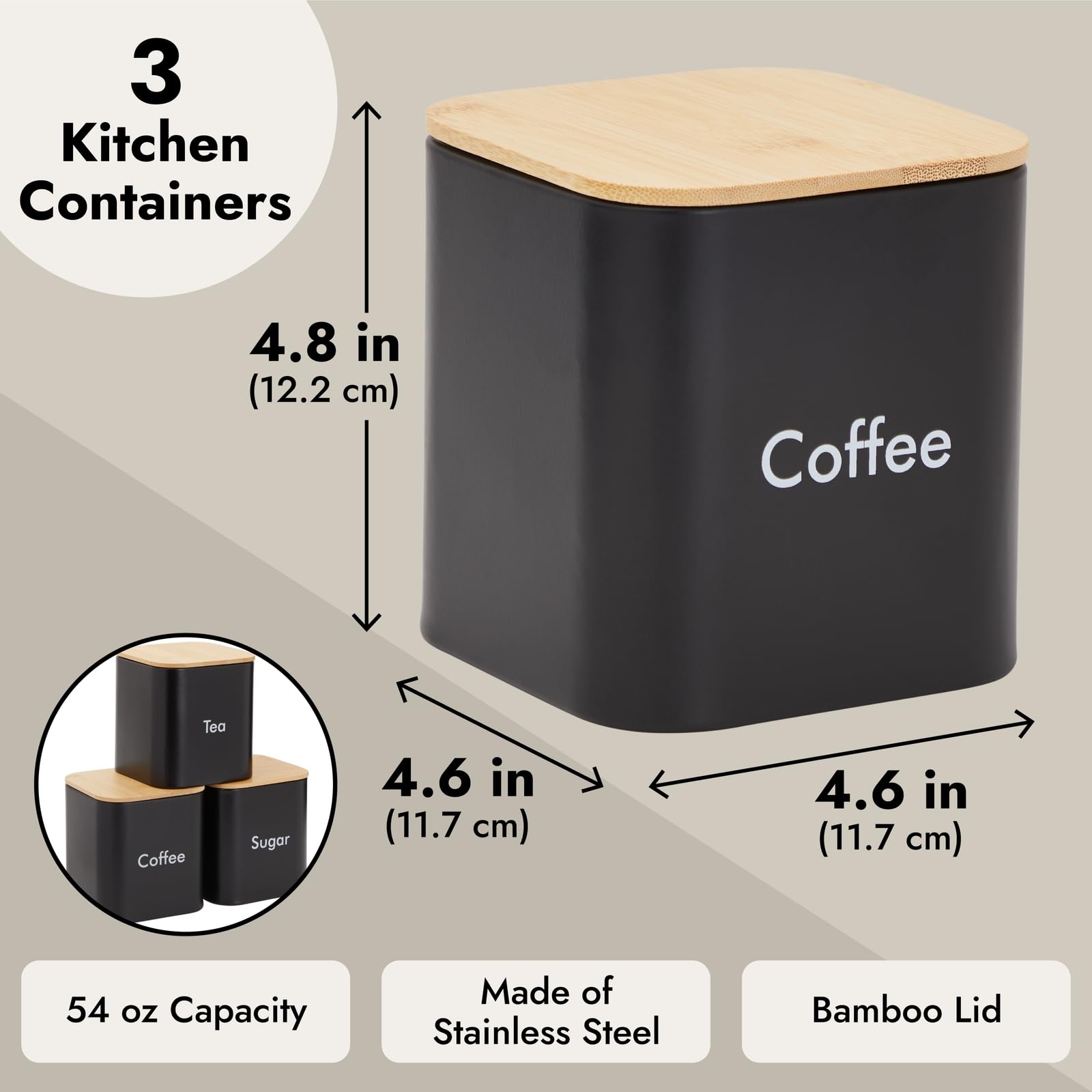 Juvale coffee canister filled with beans to show freshness.