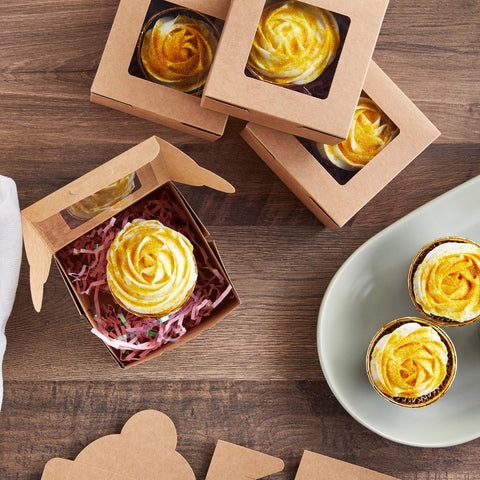 Juvale cookie-box-window 4x4x2-5in highlights cupcakes neatly for holidays.