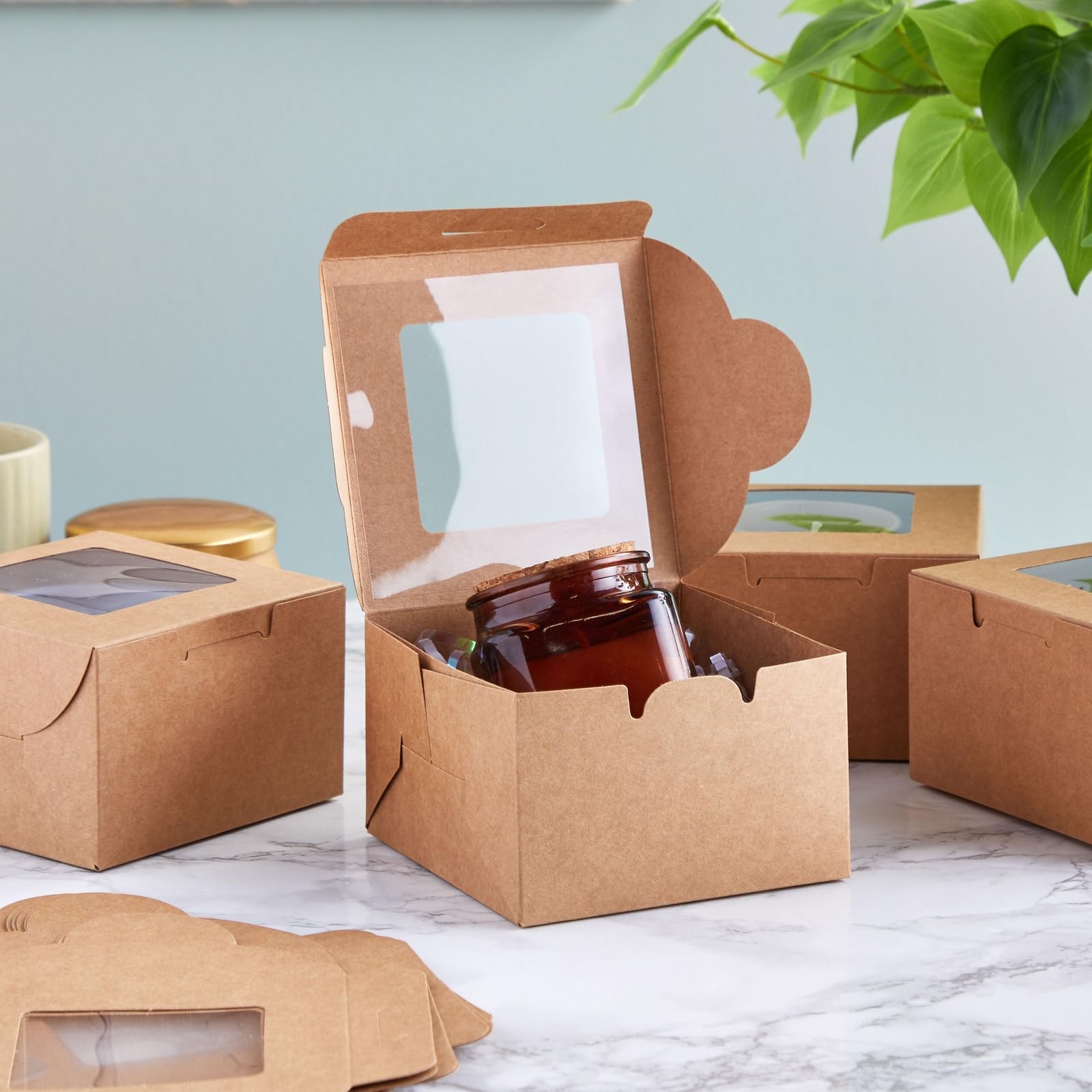 Juvale dessert boxes with window offer rustic, elegant presentation for gifts.