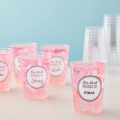 Juvale drink stickers for parties, peel and stick, quick labeling on disposable cups.