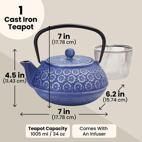 Juvale fold-down handle teapot for safe pouring
