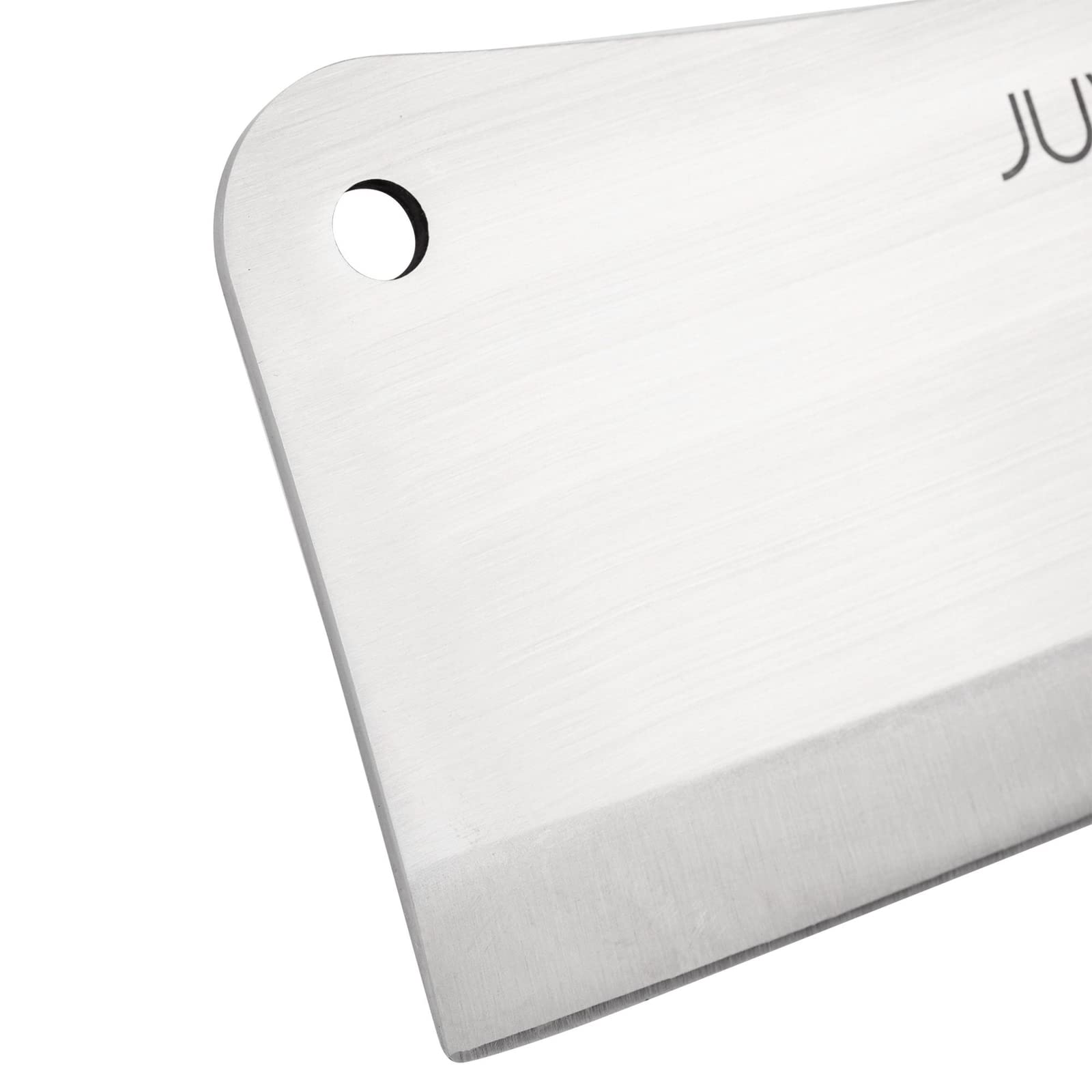 Juvale meat cleaver hanging hole for space-saving storage.