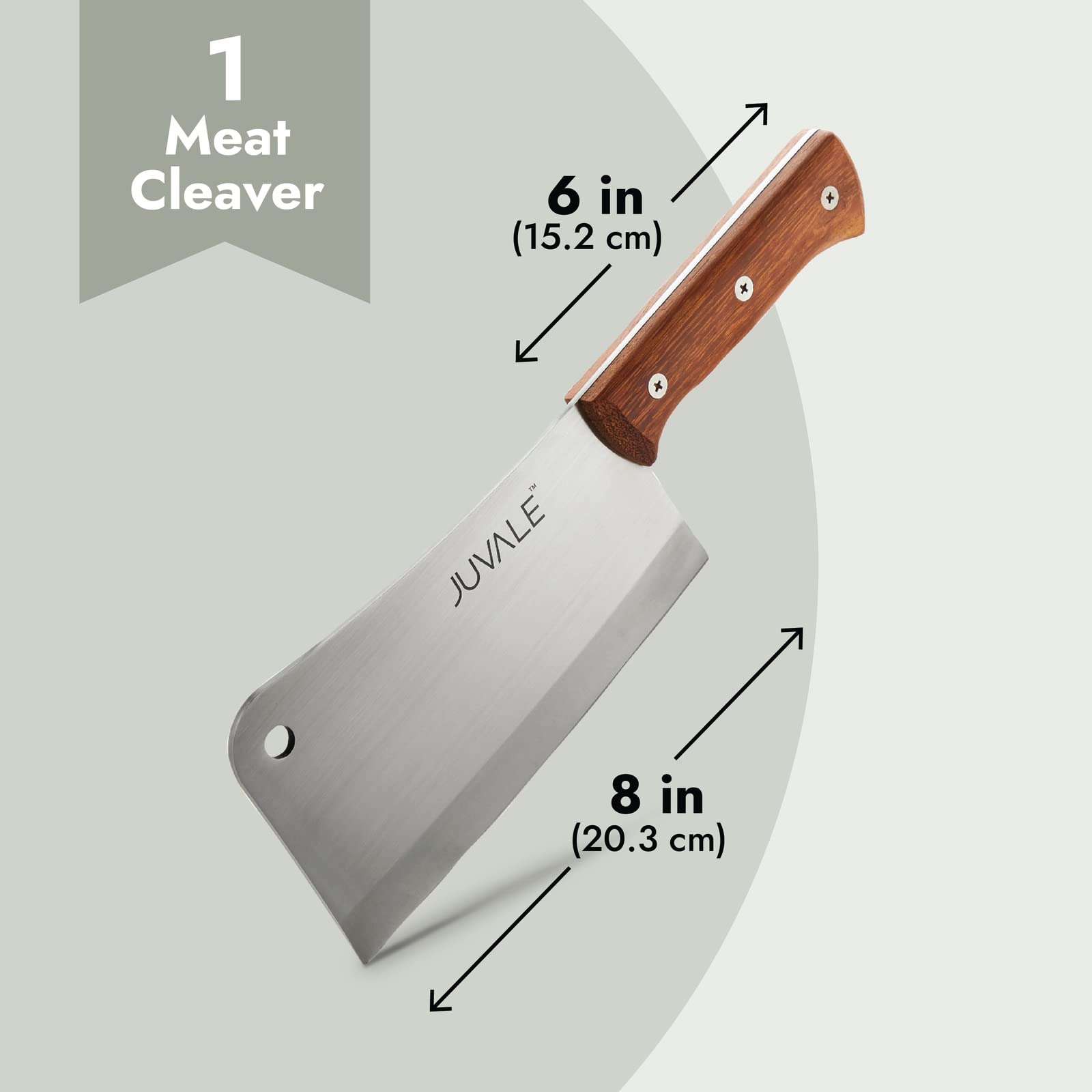 Juvale cleaver with wooden handle during food prep in kitchen.