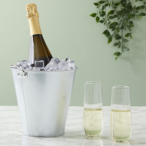 Juvale galvanized silver bucket for festive party drinks and centerpieces.