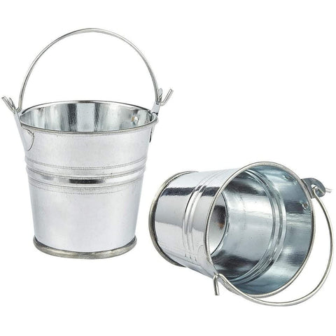 Juvale galvanized texture on mini buckets for rustic decor