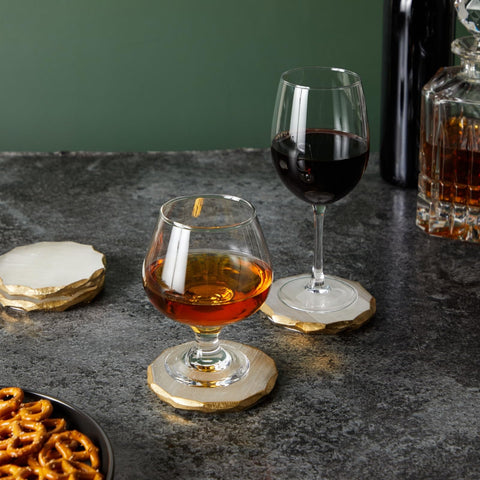 Juvale selenite crystal coasters showcasing absorbent surface for moisture control