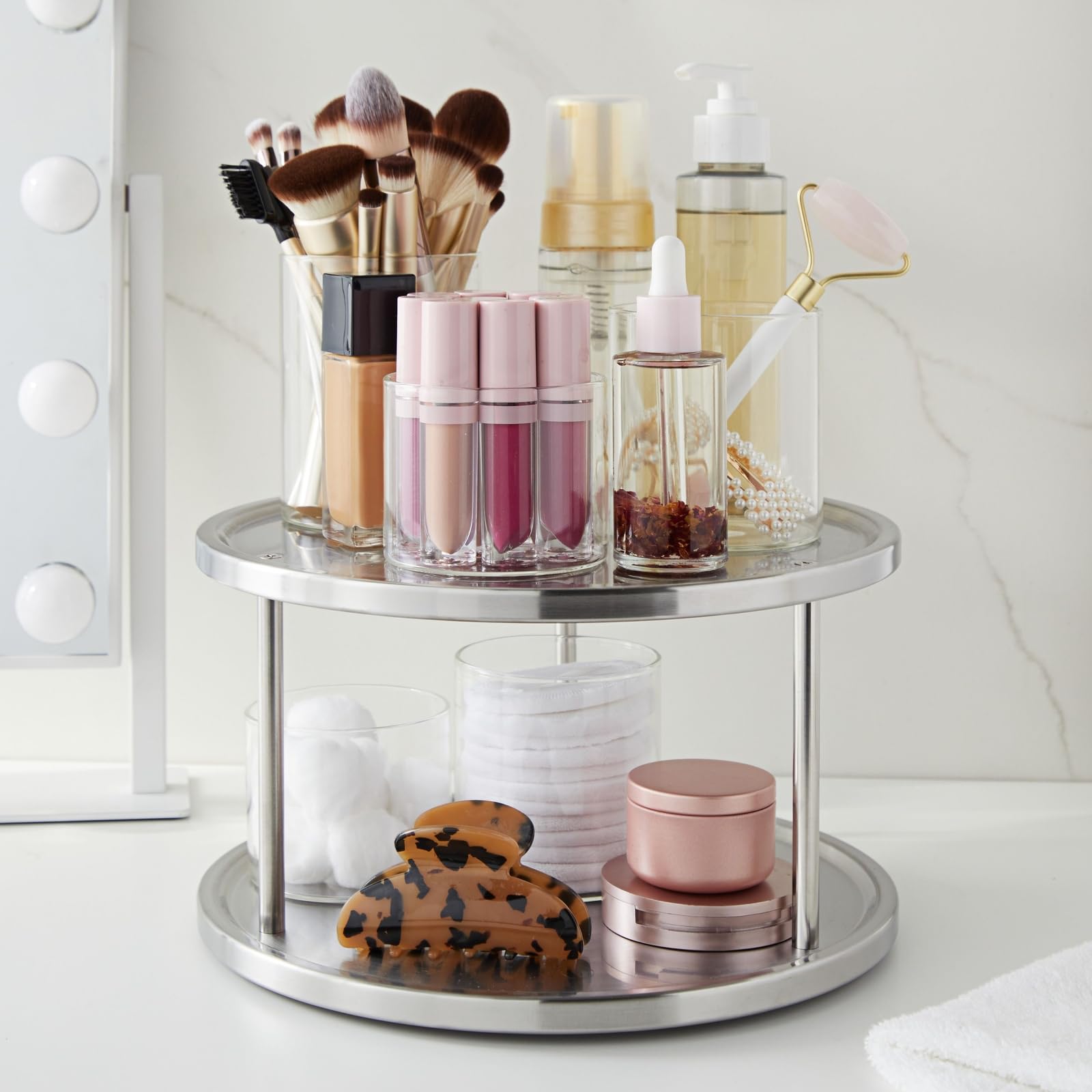 Juvale stainless steel spice carousel rotates smoothly for easy cooking prep