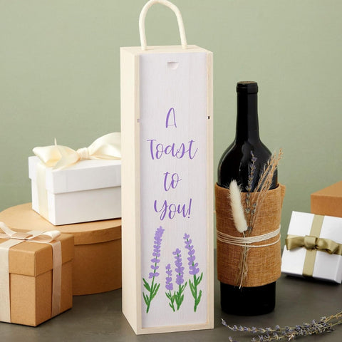 Juvale wooden wine box with sliding lid for quick access.