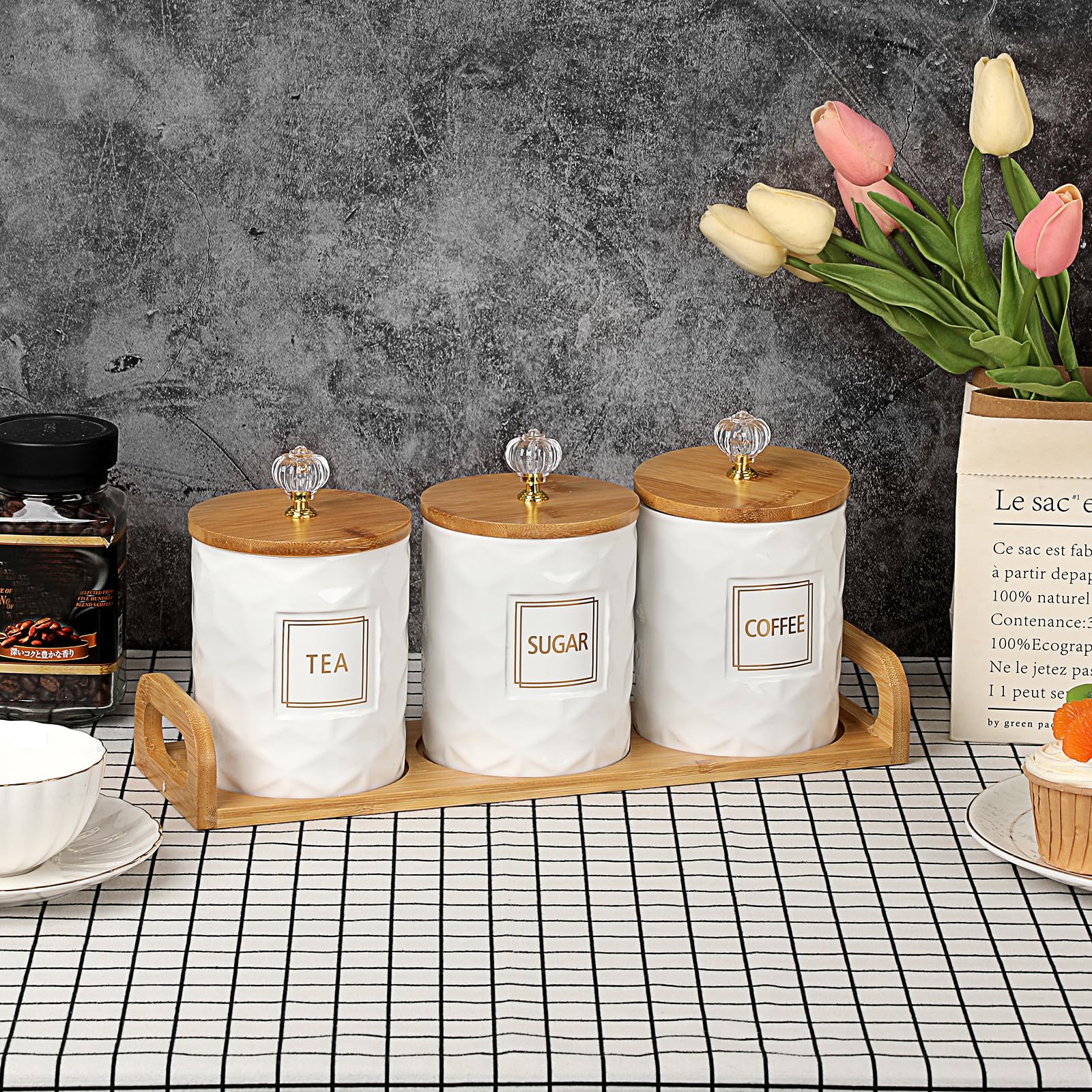 JUXYES compact canisters help declutter countertops with stylish storage