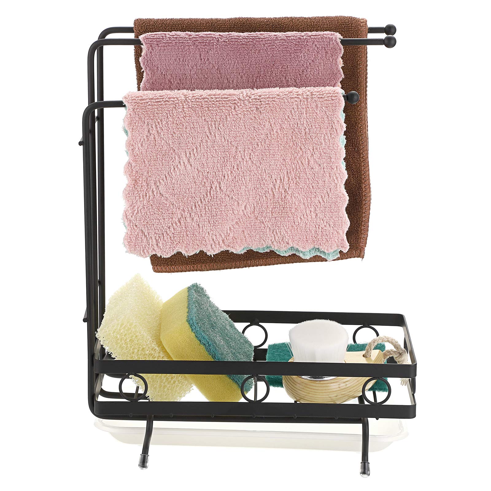 JUXYES sink caddy non slip feet keep it stable on counters.