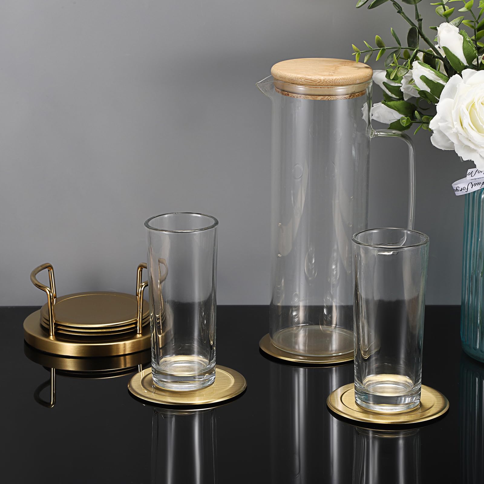 JUXYES wine bottle coaster supports bottle bases, keeping counters clean.