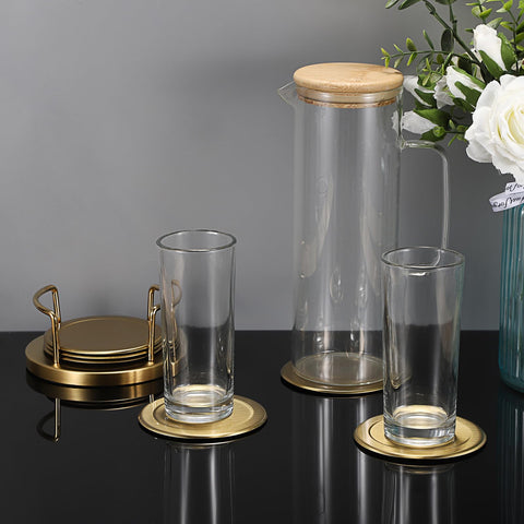 JUXYES wine bottle coaster supports bottle bases, keeping counters clean.