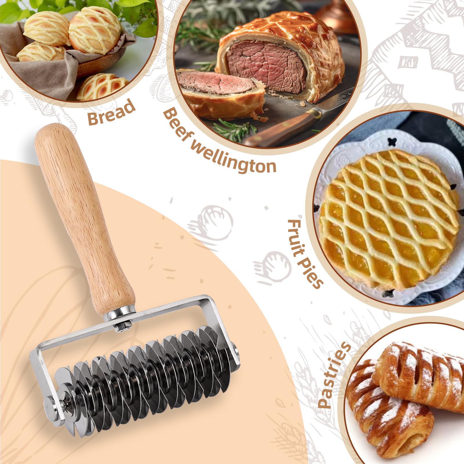 JuyVerq lattice cutter wooden handle provides comfortable grip.
