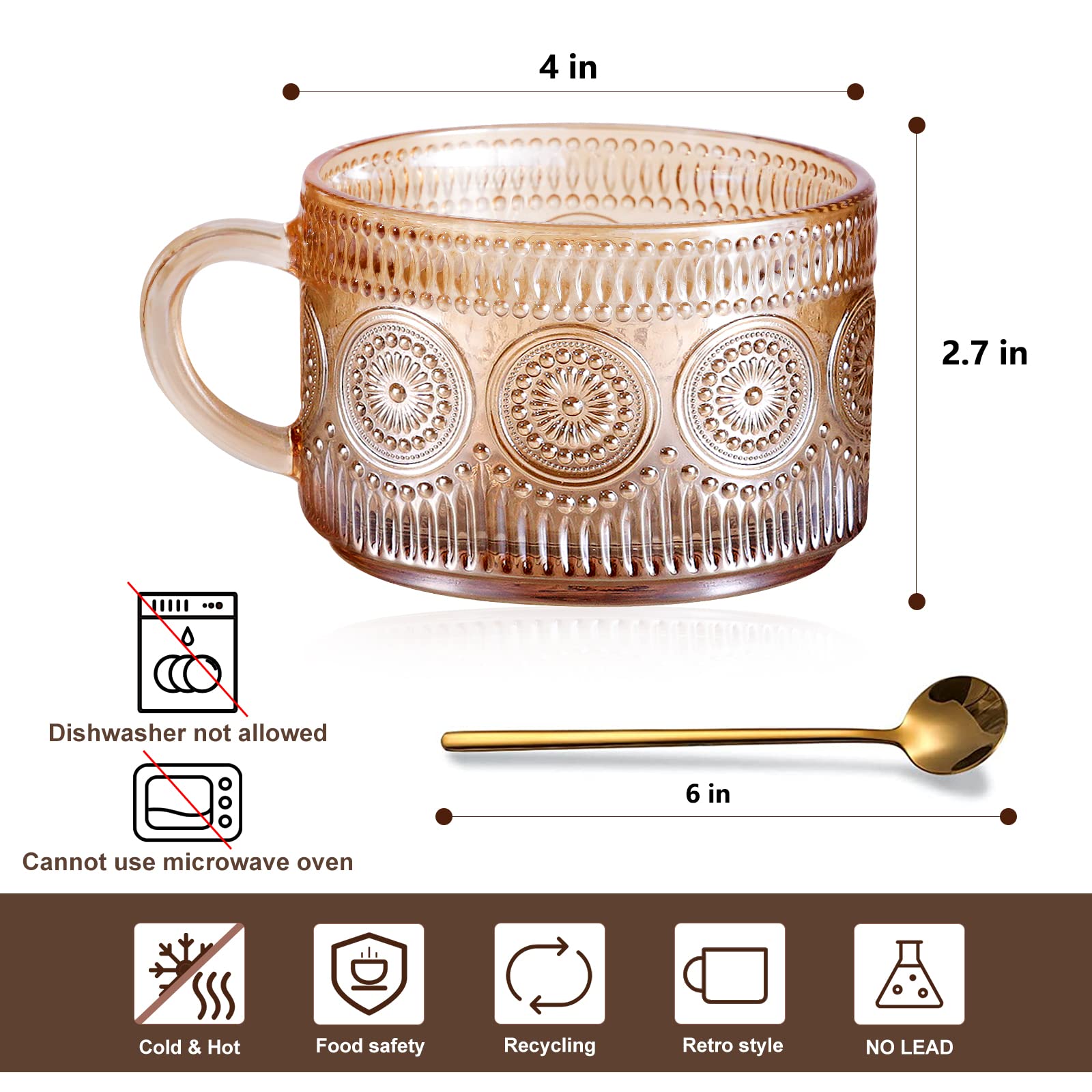 JVJRFQ sunflower-embossed pattern mug adds elegance to yogurt bowls and breakfasts