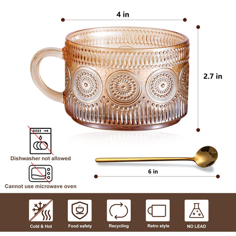 JVJRFQ sunflower-embossed pattern mug adds elegance to yogurt bowls and breakfasts