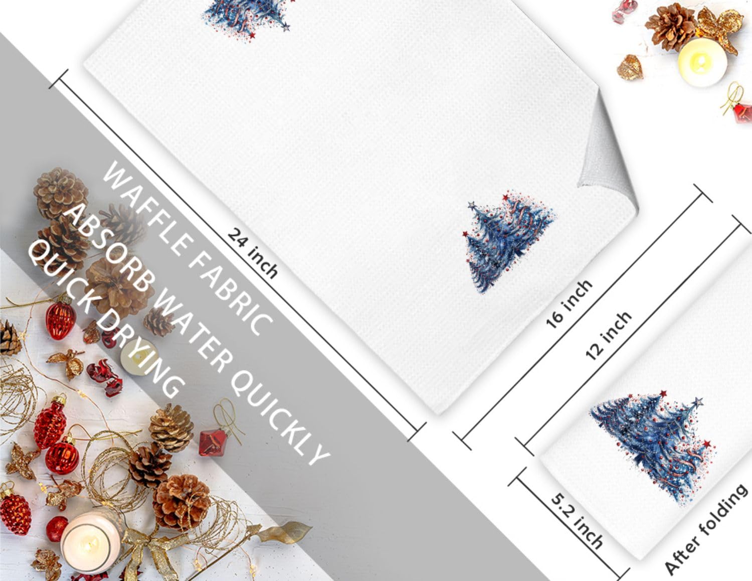 Jvpke Christmas Tree Towel, 16x24 inches, easy care.