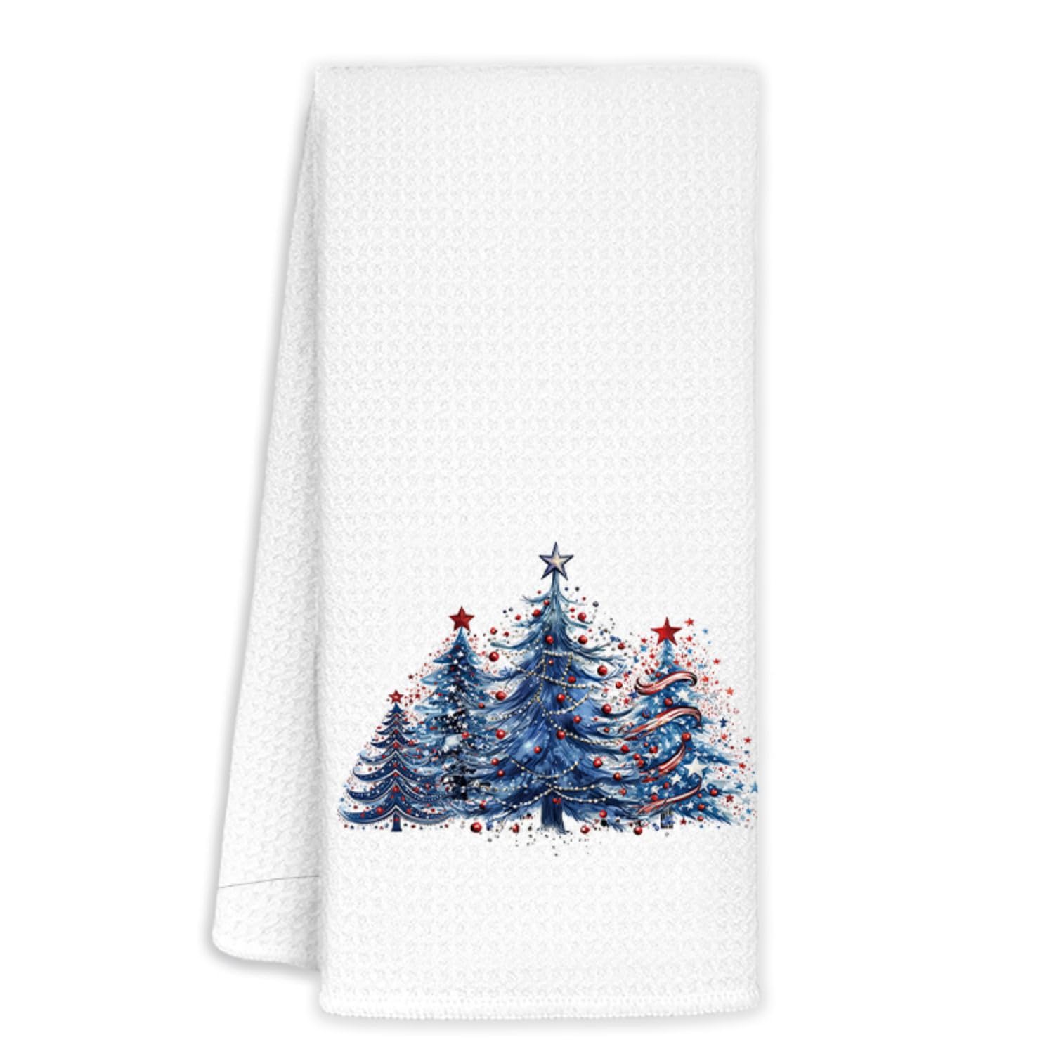 Jvpke navy Christmas tree towel, ideal for quick dish drying and festive decor.