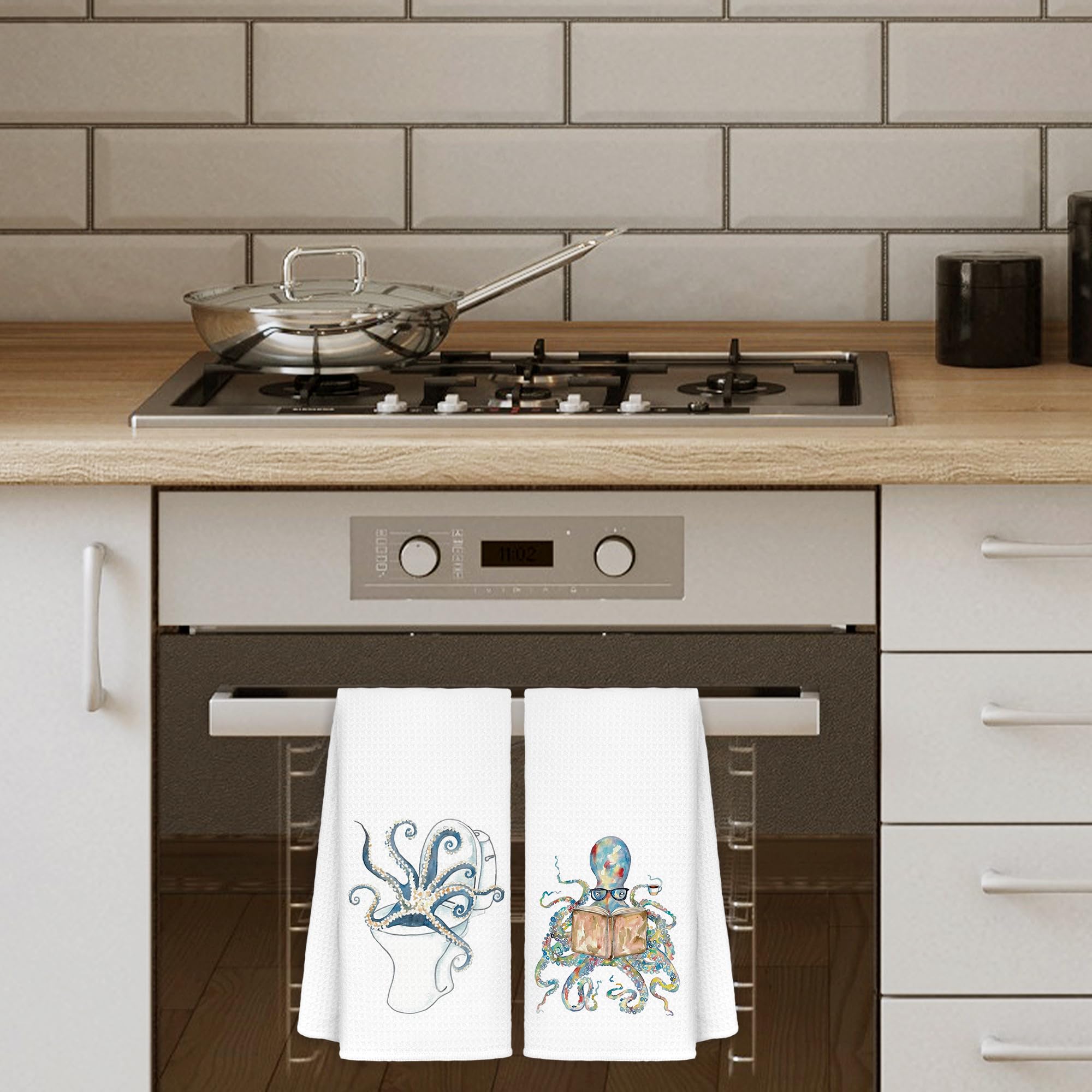 Jvpke funny octopus towels in bathroom display, soft texture and absorbent.