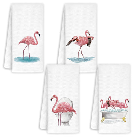 Jvpke pink flamingo hand towel 16x24, ideal for quick-dry kitchen and bath decor