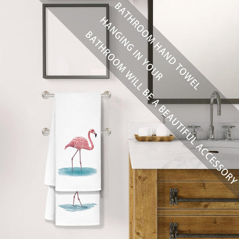 Jvpke pink flamingo hand towel hanging in bathroom for decorative touch