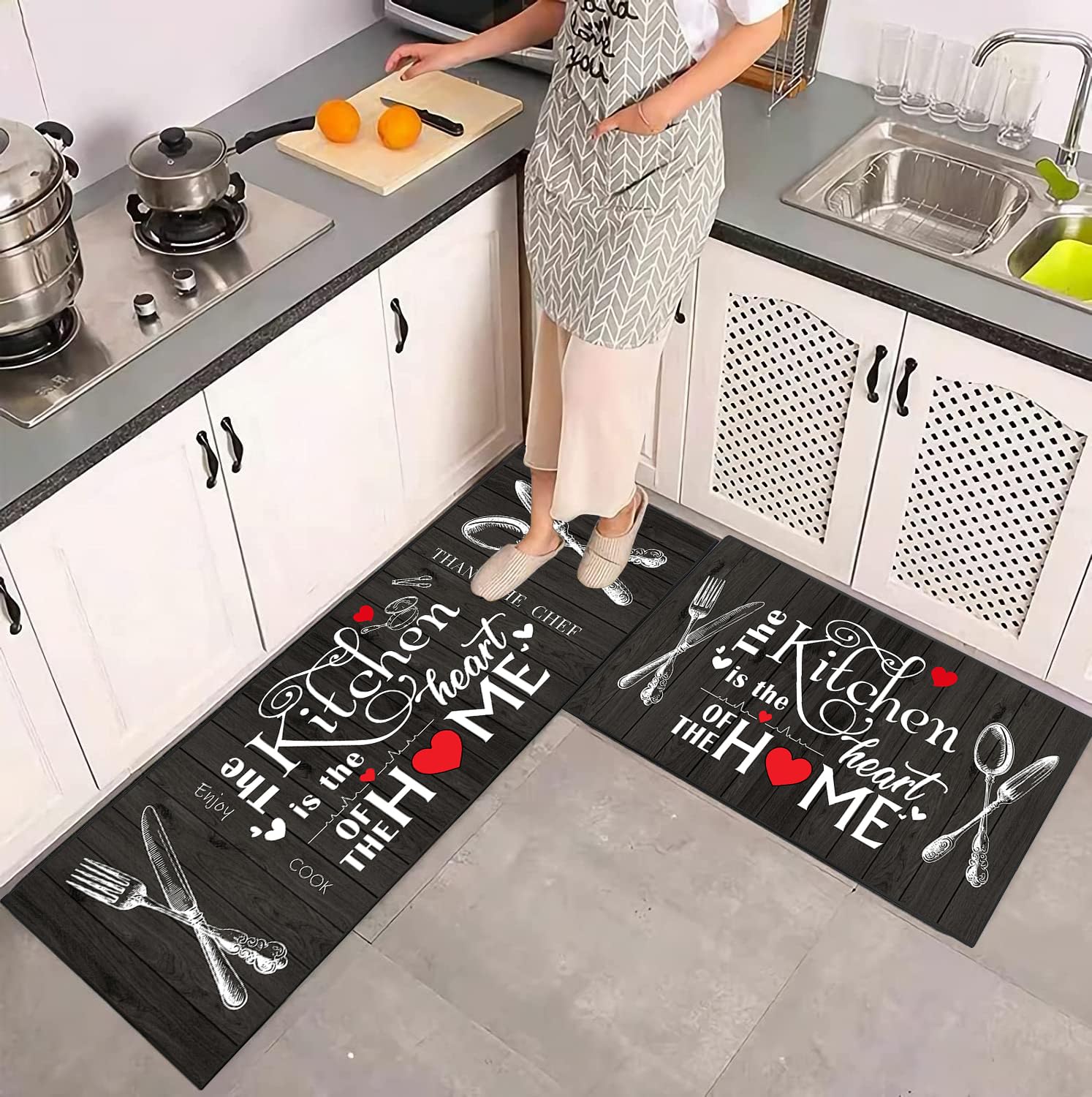 JWXCBIM Kitchen Rug absorbent weave soaks spills quickly.