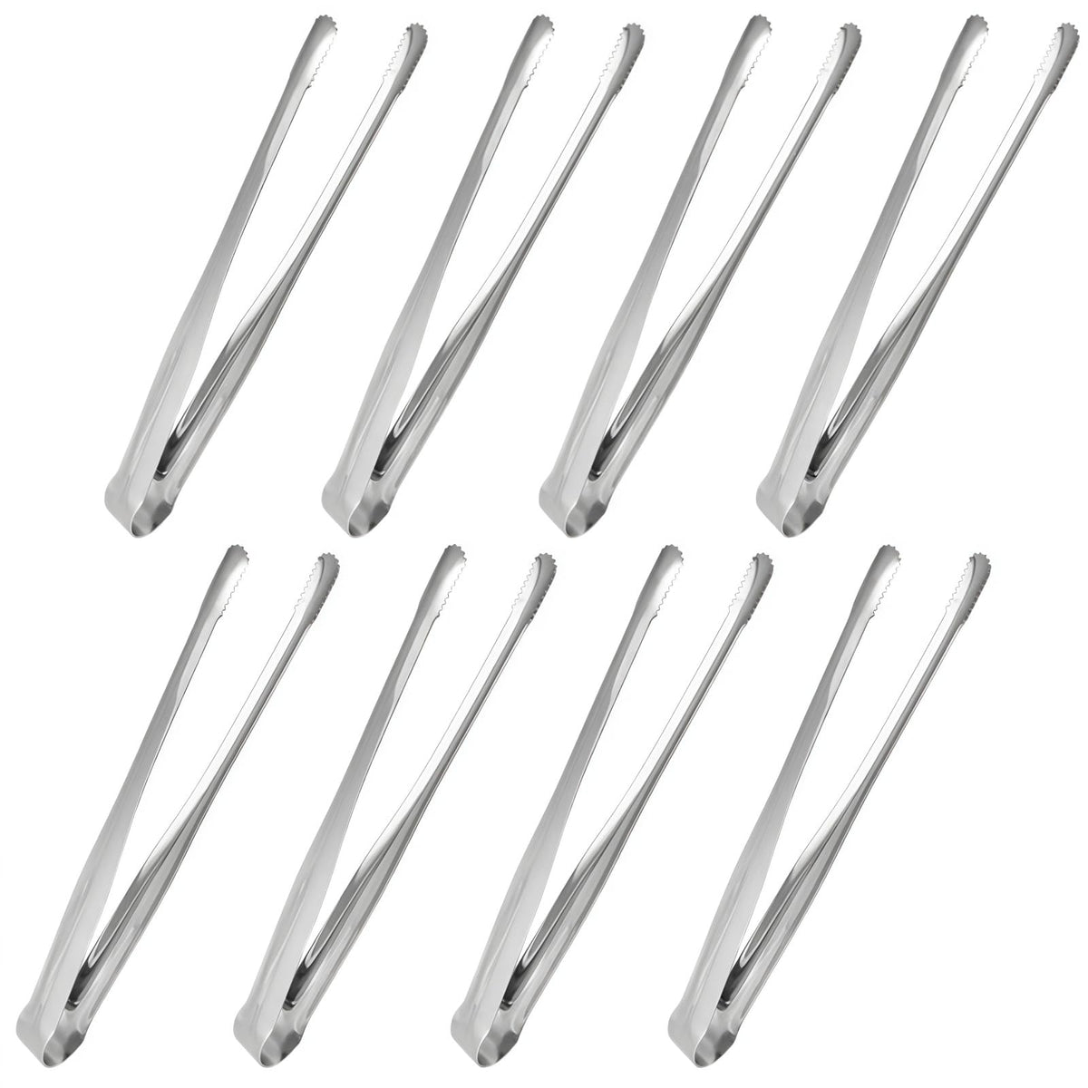 JXHAPY 8-pack 7-inch tongs set ready for cooking and serving