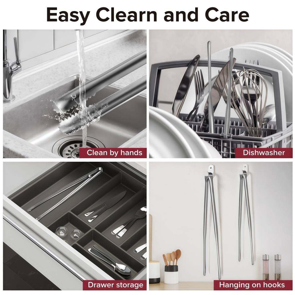 Close-up of non-slip tips on JXHAPY kitchen tongs