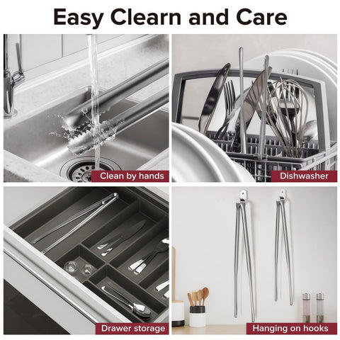 Close-up of non-slip tips on JXHAPY kitchen tongs