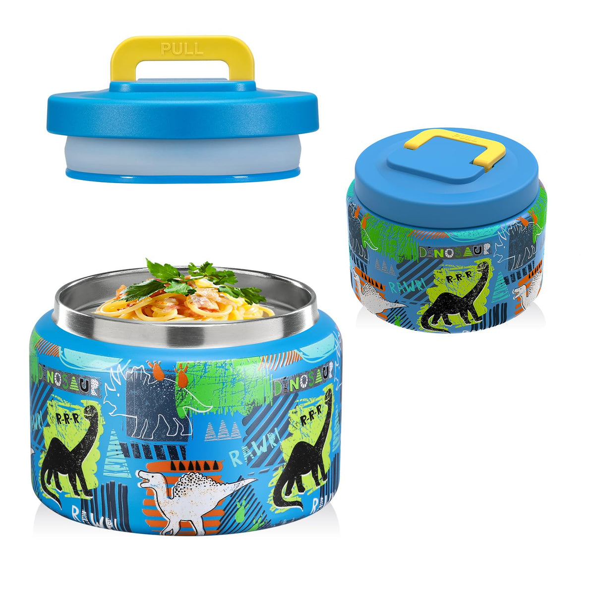 JXXM 8oz thermo jar with open lid, easy lunch access for kids.