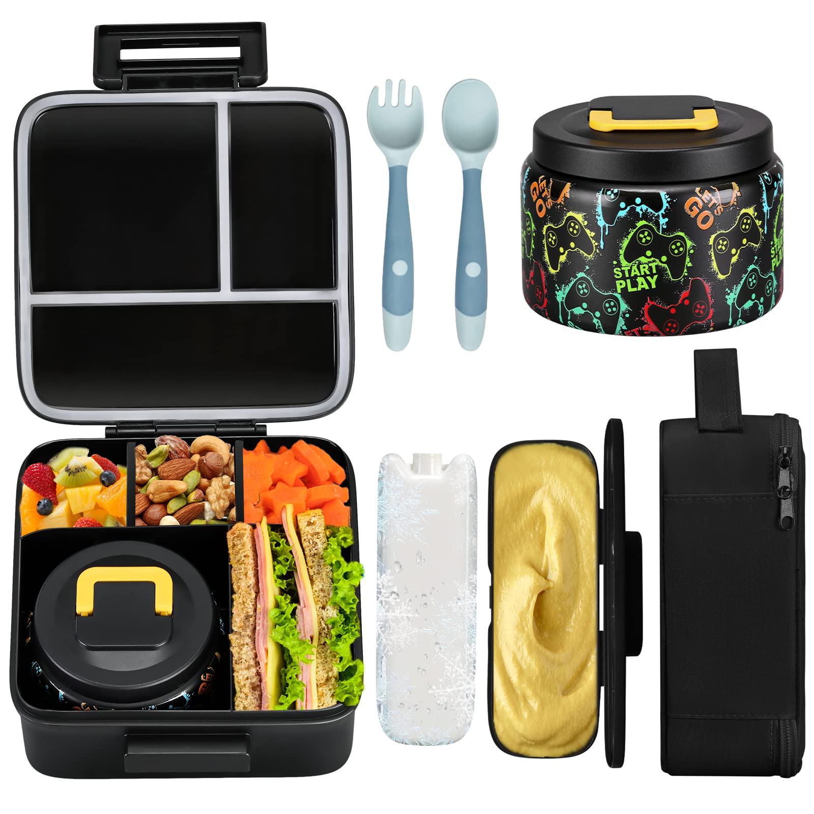 JXXM Bento lunch box with five compartments keeps meals organized at school