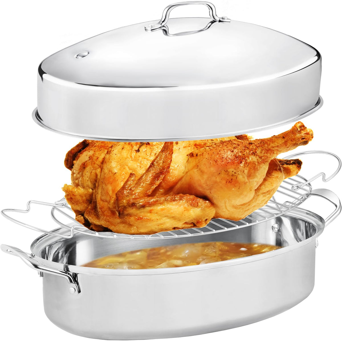 JY COOKMENT 22in oval roasting pan ideal for large turkeys and roasts.