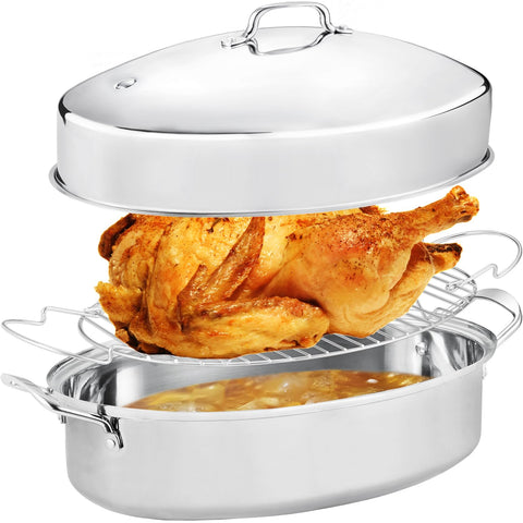JY COOKMENT 22in oval roasting pan ideal for large turkeys and roasts.