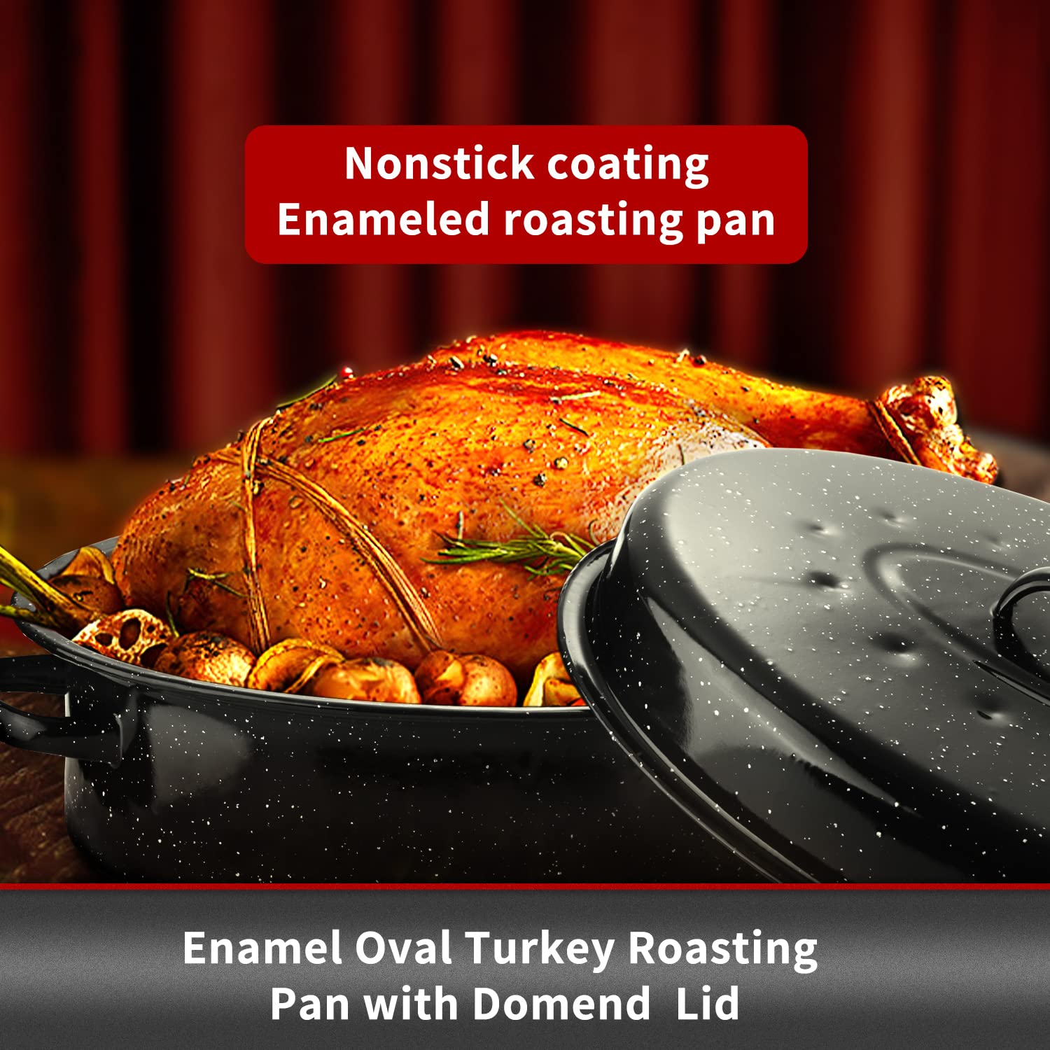 JY COOKMENT dishwasher-safe roasting pan simplifies cleanup after holiday feasts.