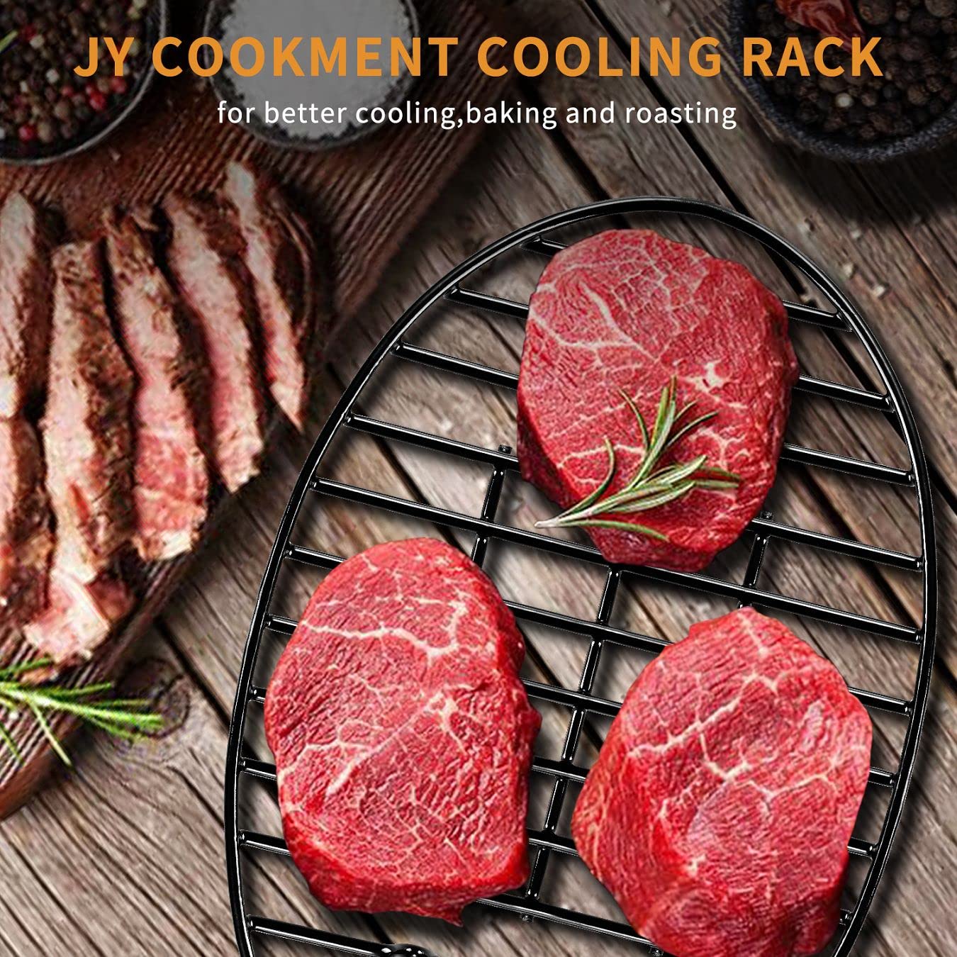 JY COOKMENT fits 15-inch roaster pans and larger, elevating meals above fat.