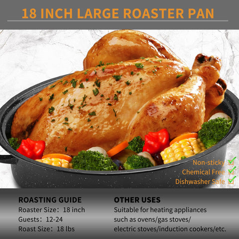 JY COOKMENT Dishwasher safe roaster pan for effortless cleaning after meals.