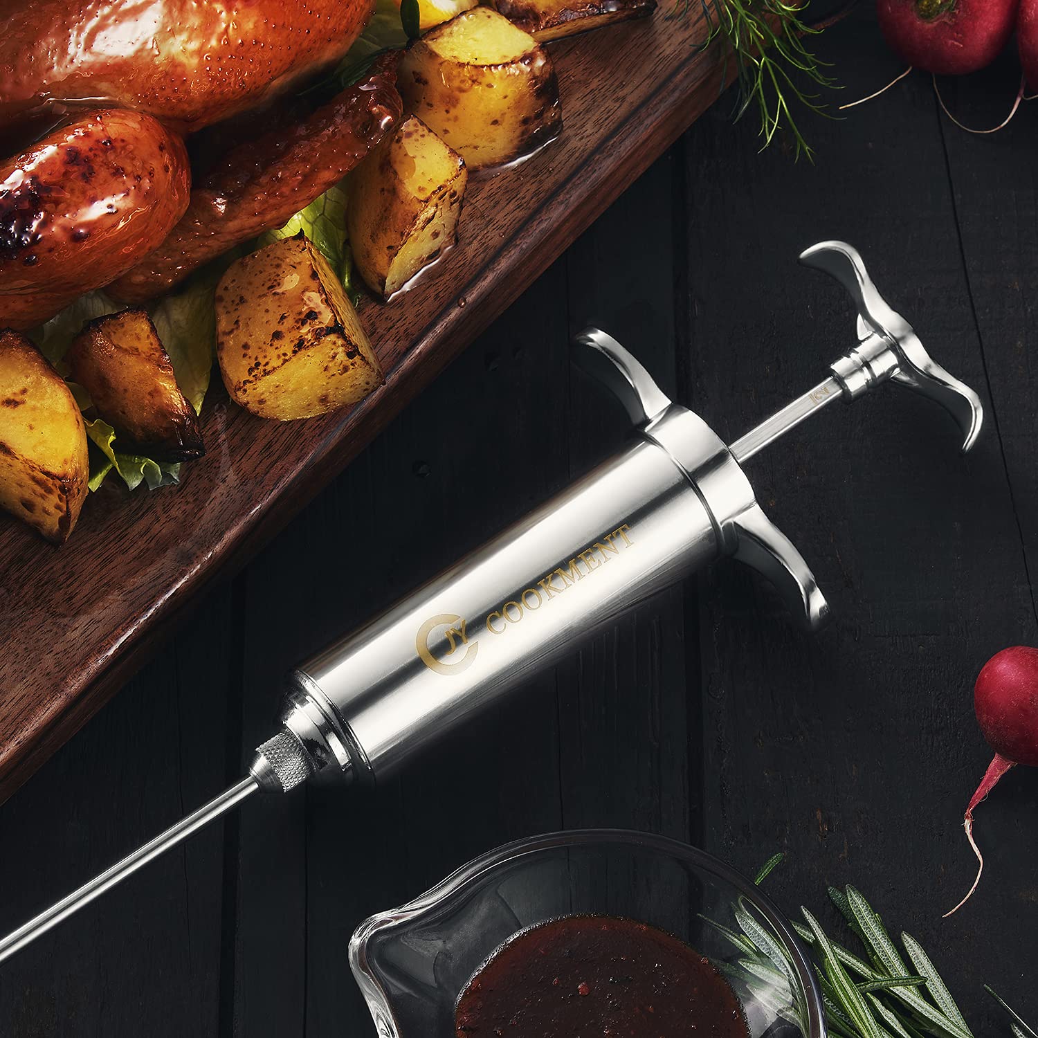 JY COOKMENT in-use image demonstrates efficient marination during cooking