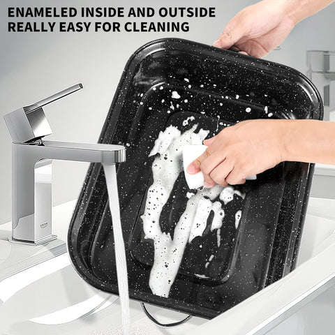 JY COOKMENT large 21 inch roasting pan fits up to 25 lb turkey.