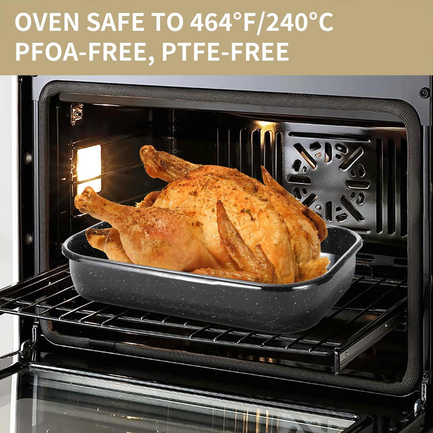JY COOKMENT roasting rack promotes even heat around meat