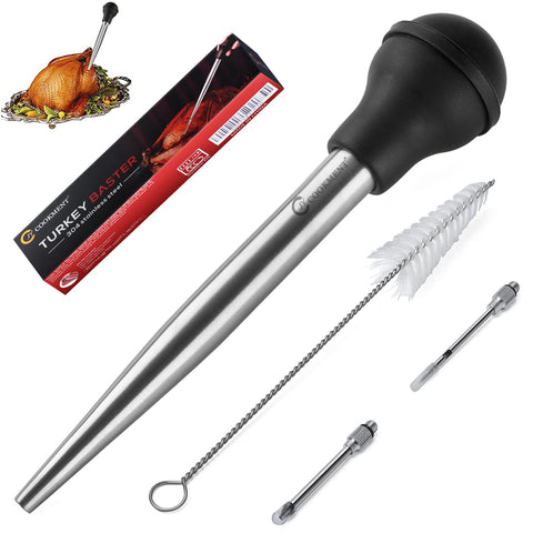 JY COOKMENT turkey baster front view with silicone bulb for basting juicy roasts