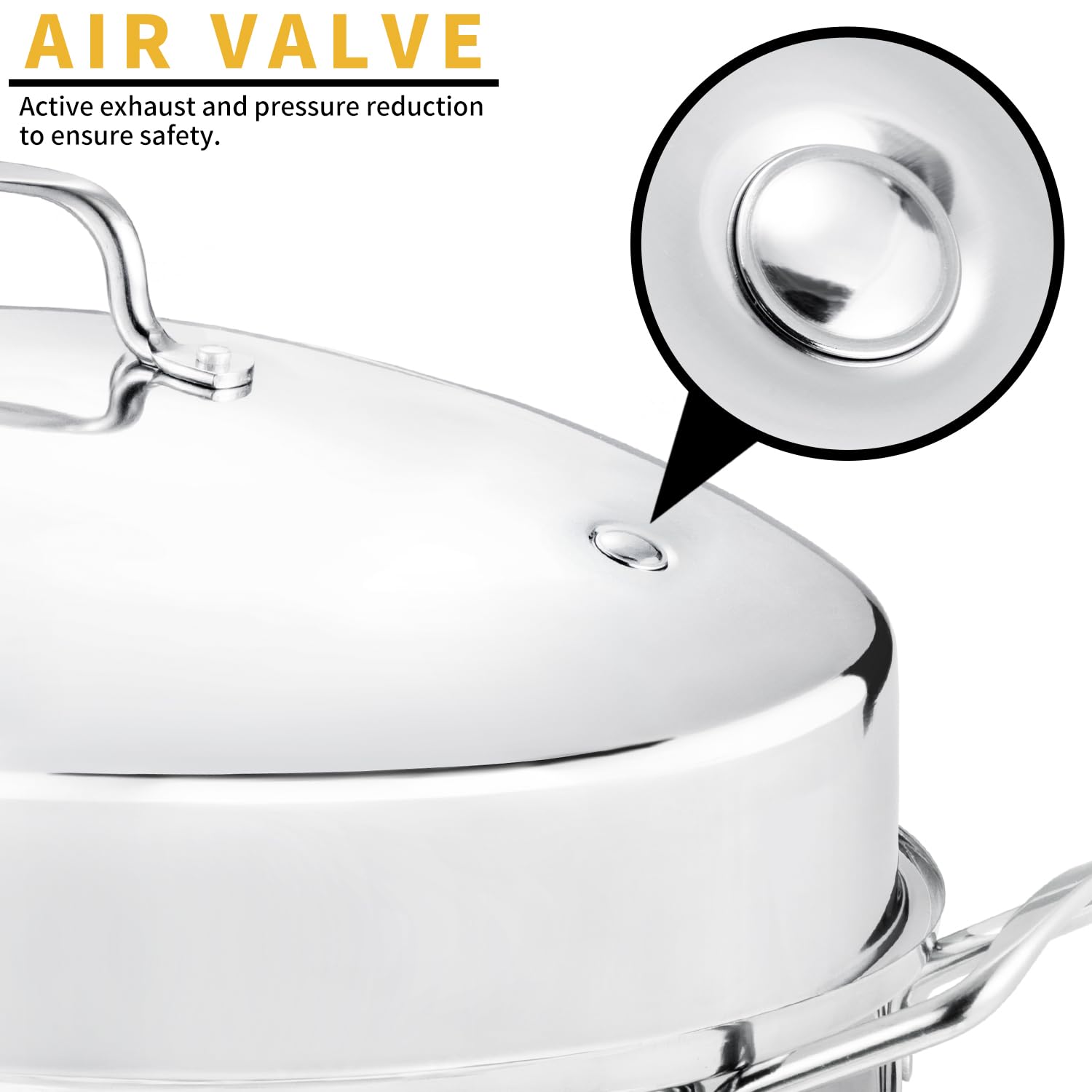 Wide heat-resistant handles provide secure grip when transferring from oven.