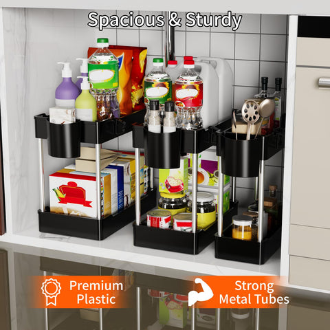JYSMYWS two-tier bathroom cabinet shelving shows space optimization.