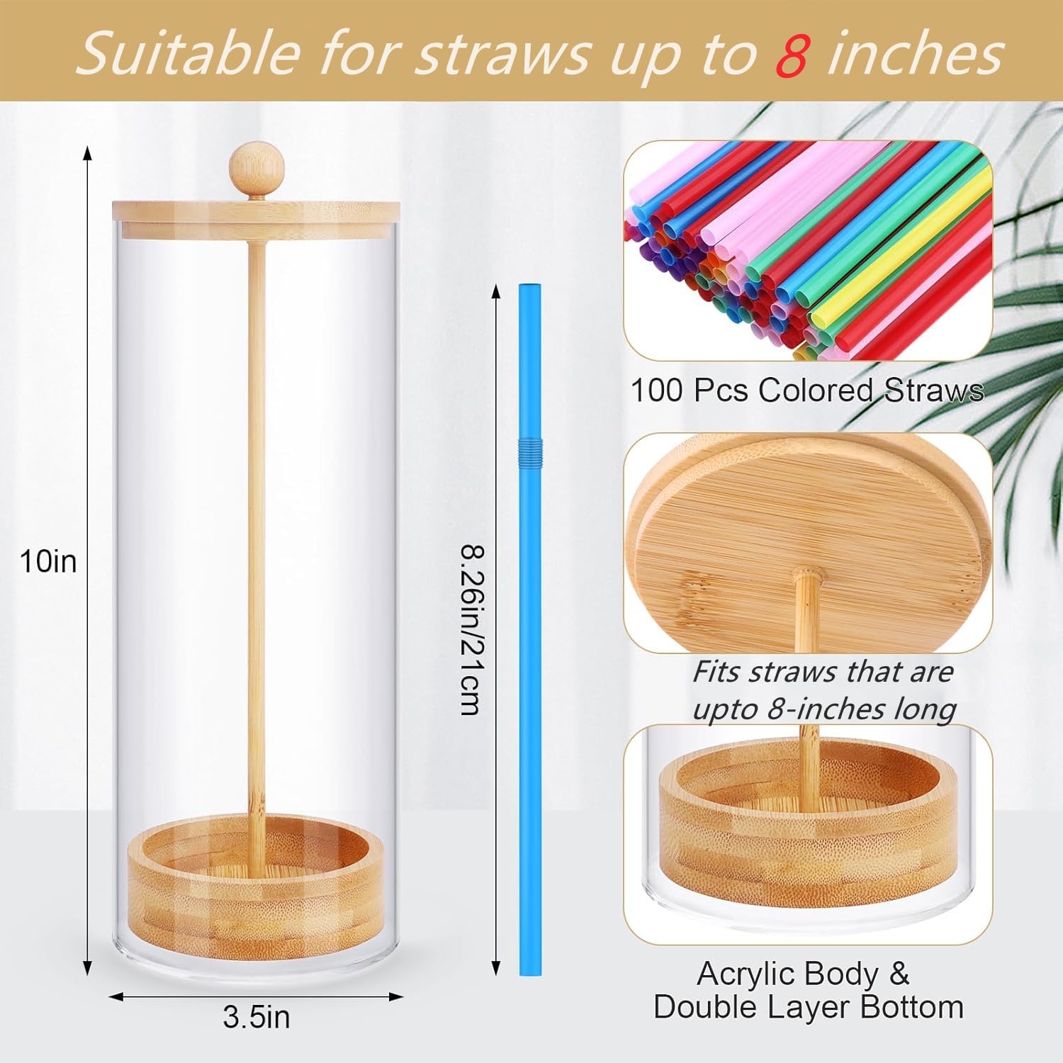JYPS straw dispenser showing 100 colorful straws for quick selection.